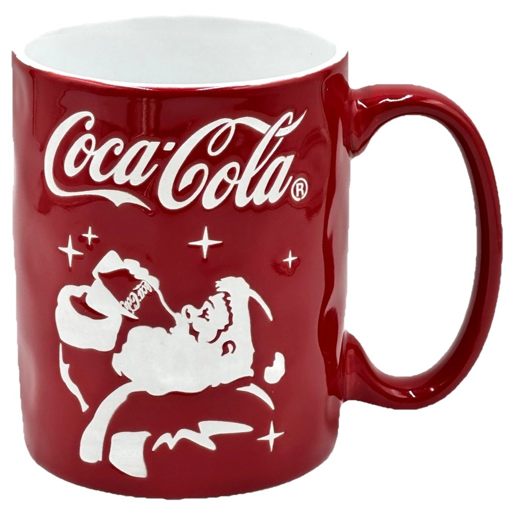 Coca Cola Santa Christmas Mug Red Ceramic 17.5 oz Holiday Coke Coffee Mug